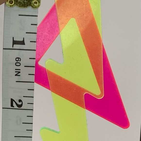 Neon 80s Lightning Bolt Earrings - Picture 3 of 3